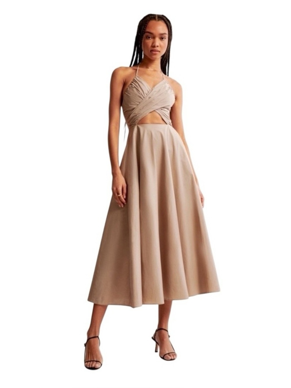 Abercrombie & Fitch Crossover Bodice Midi Dress Medium Tall